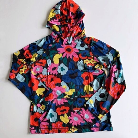 NEW Hanna Andersson Girl UV Black Floral Hoodie  12 Years 150 Cm - Picture 1 of 10